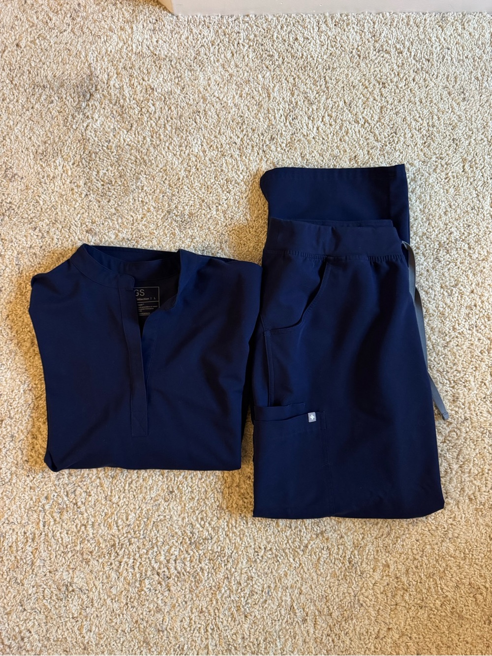 Figs Navy Woman’s Scrub Set - Rafaela Oversized Scrub Top & Straight-Leg Pants